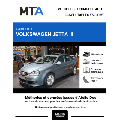 MTA Volkswagen Jetta III BERLINE 4 portes de 09/2005 à 12/2010