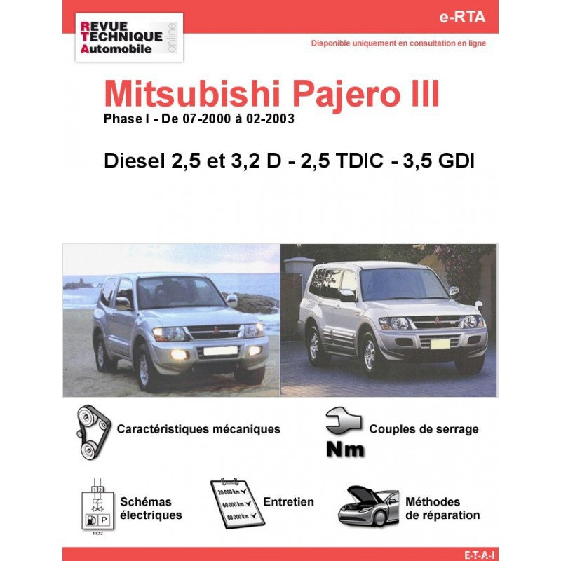 Revue Technique MITSUBISHI Pajero III Diesel (RTA) - Site officiel ETAI