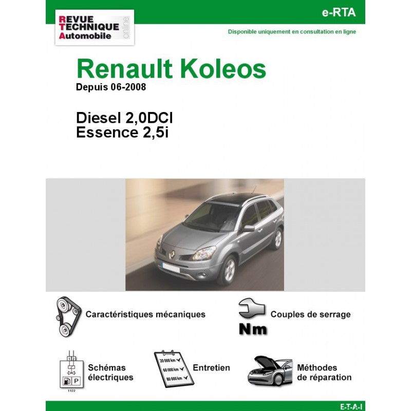 Revue Technique Renault Koleos Essence et Diesel (RTA) Site officiel ETAI