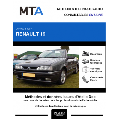MTA Renault 19 CABRIOLET 2 portes de 04/1992 à 04/1997