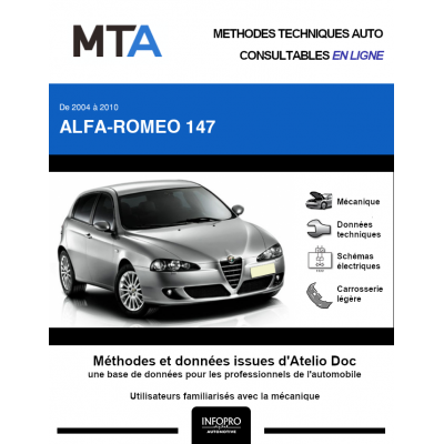 MTA Alfa-romeo 147 HAYON 5 portes de 09/2004 à 10/2010