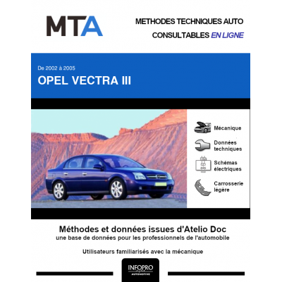MTA Opel Vectra III BERLINE 4 portes de 06/2002 à 10/2005