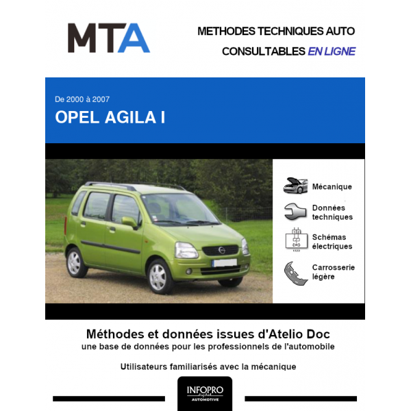 MTA Opel Agila I HAYON 5 portes de 08/2000 à 12/2007