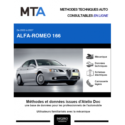 MTA Alfa-romeo 166 BERLINE 4 portes de 01/2004 à 07/2007