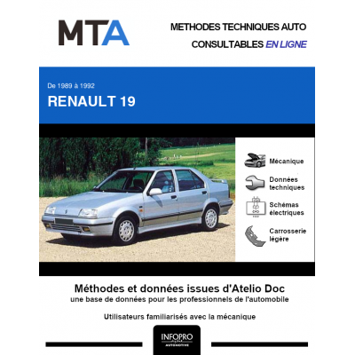 MTA Renault 19 BERLINE 4 portes de 07/1989 à 04/1992