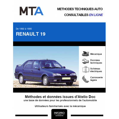MTA Renault 19 BERLINE 4 portes de 04/1992 à 12/1995