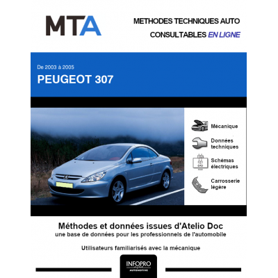 MTA Peugeot 307 CABRIOLET 2 portes de 03/2003 à 06/2005