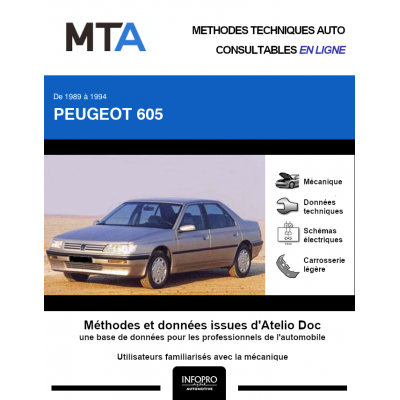 MTA Peugeot 605 BERLINE 4 portes de 09/1989 à 06/1994