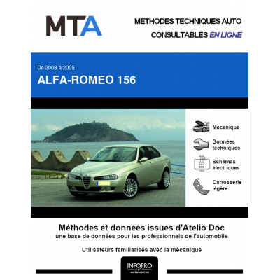 MTA Alfa-romeo 156 BERLINE 4 portes de 07/2003 à 12/2005