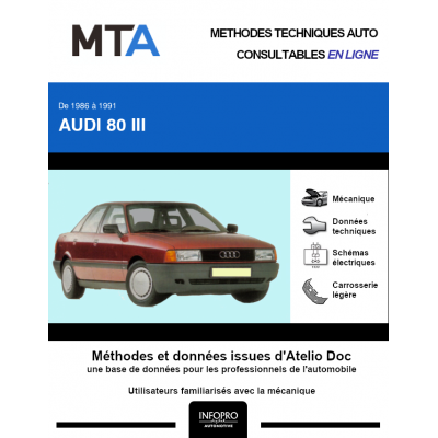 MTA Audi 80 III BERLINE 4 portes de 10/1986 à 11/1991