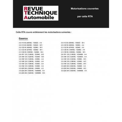 RTA PDF 727 MERCEDES BENZ 200 à 300 essence et diesel (série W124) (1985 à 1993)