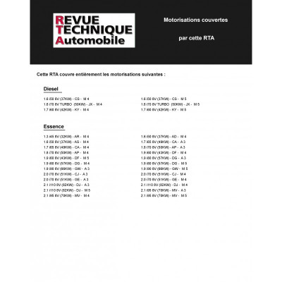 RTA PDF 732 - VOLKSWAGEN TRANSPORTER III essence et diesel (1979 à 1990)
