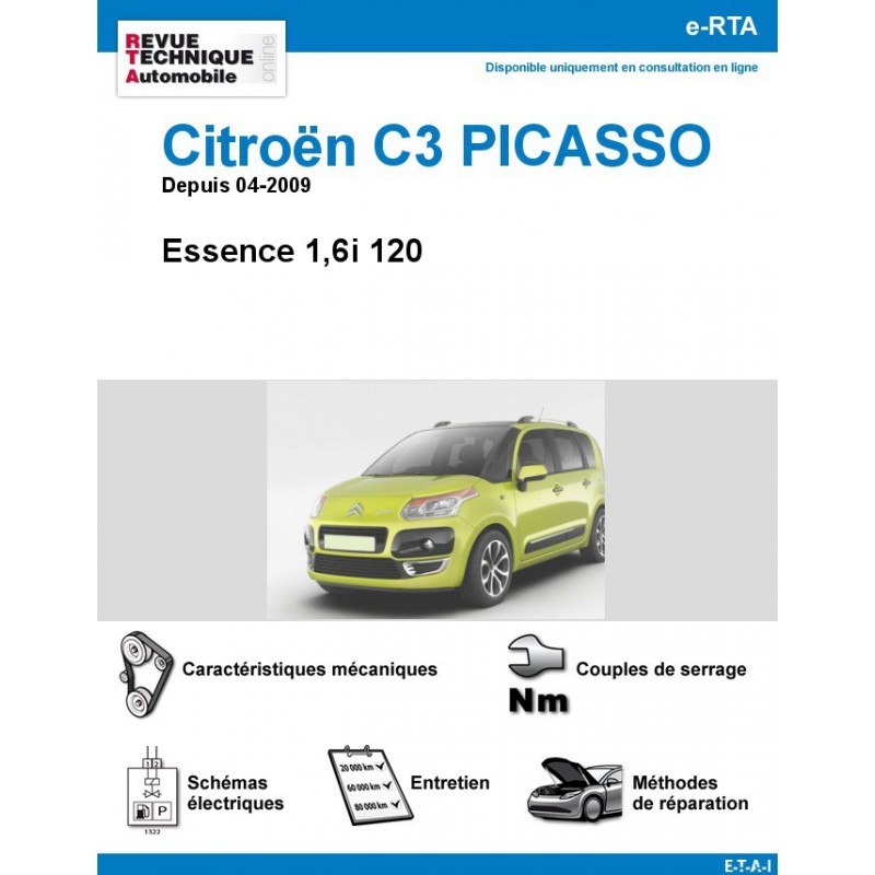 Revue Technique Citroën C3 Picasso Essence depuis 042009 (RTA) Site officiel ETAI