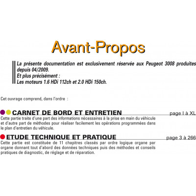 RTA PDF B752 - PEUGEOT 3008 I phase 1 (2009 à 2013)