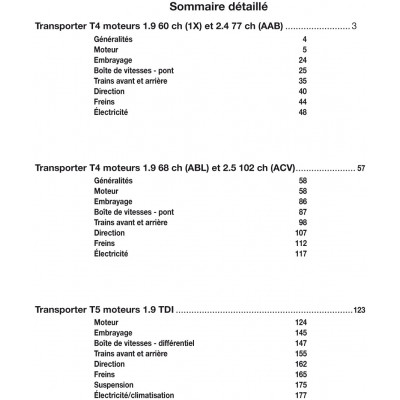 Pack RTA 182 - VOLKSWAGEN TRANSPORTER IV (1990 à 2003) et V (2003 à 2009) + PDF
