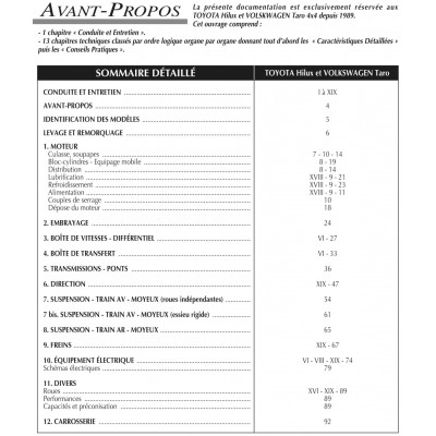PACK RTA 575 - TOYOTA HILUX II et VOLKSWAGEN TARO 4x4 (1989 à 1998) + PDF