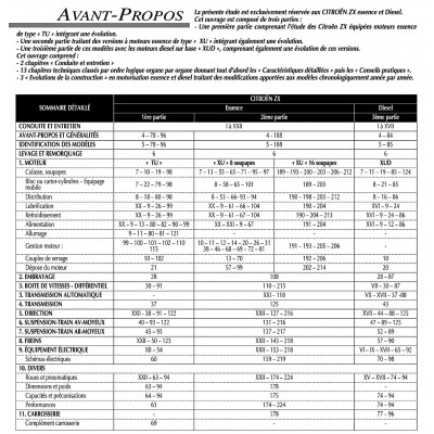 RTA PDF 109 - CITROEN ZX essence et diesel (1991 à 1998)