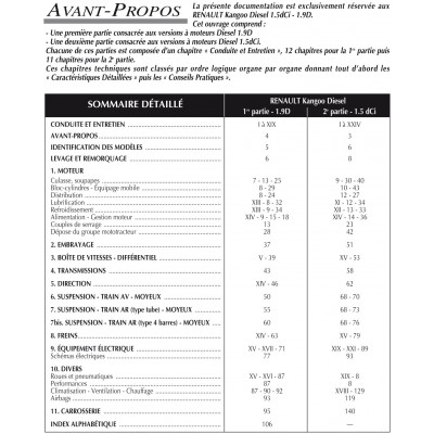 PACK RTA 101 - RENAULT KANGOO I diesel (1997 à 2007) + PDF