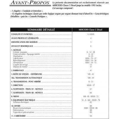 PACK RTA 578 - MERCEDES CLASSE C phase I (W202) diesel (1993 à 1995) + PDF