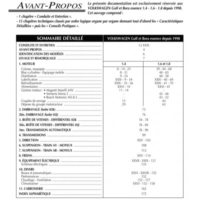 RTA 618 - VOLKSWAGEN GOLF IV/BORA (1J) (1998 à 2002) - essence