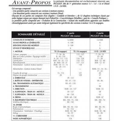 Pack RTA 103 - PEUGEOT 206 phase 1 (1998 à 2003) + PDF