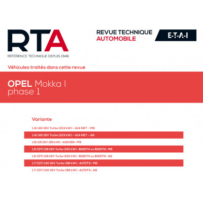 Pack RTA 859 - OPEL MOKKA I phase 1 (2012 à 2016) + PDF