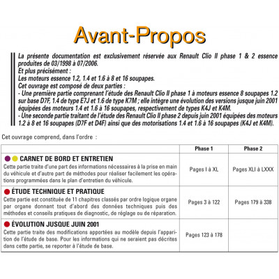 RTA PDF 116 - RENAULT CLIO II phases 1 et 2 (1998 à 2006) - essence