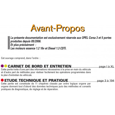 Pack RTA B725 - OPEL CORSA IV (D) phase 1 (2006 à 2010) + PDF