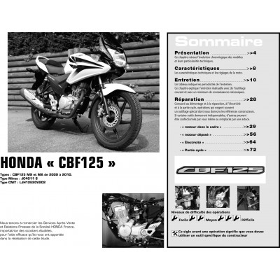 RMT 158 - HONDA CBF 125 (2009 et 2010) - SUZUKI GSF et GSX 1250 (2007 à 2010)
