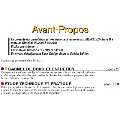 RTA PDF B720 - MERCEDES CLASSE B I phase 1 (2005 à 2008)