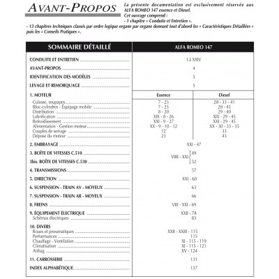 RTA PDF 658 - ALFA ROMEO 147 phase 1 (2000 à 2004)