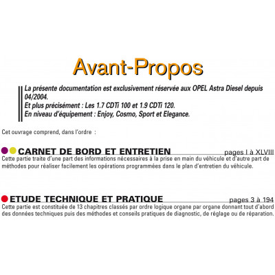 RTA PDF 699 - OPEL ASTRA III phase 1 (H) (2004 à 2007)