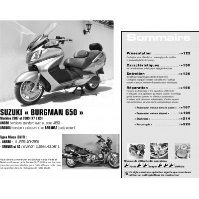 RMT 154 - SUZUKI AN650 BURGMAN (2007 à 2009) - YAMAHA YZF-R125 (2008 et 2009)