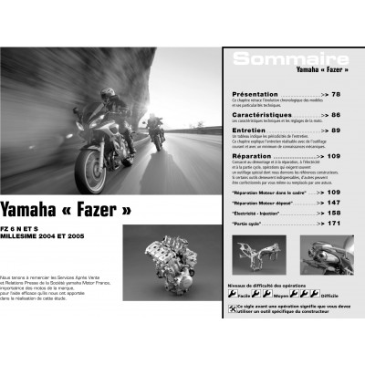 RMT 135 - HONDA CG et XR 125 (2003 et 2004) - YAMAHA FZ6 FAZER (2004 et 2005)