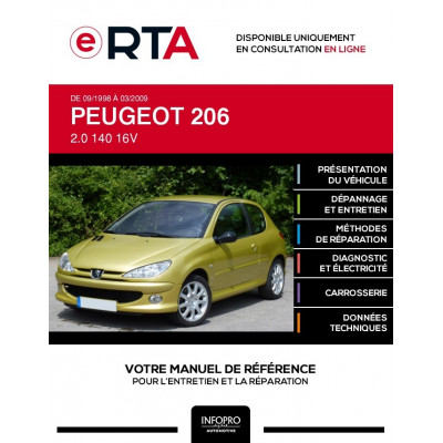 E-RTA Peugeot 206 HAYON 3 portes de 09/1998 à 03/2009