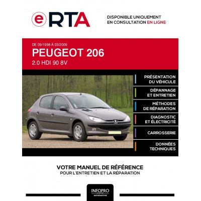 E-RTA Peugeot 206 HAYON 5 portes de 09/1998 à 03/2009