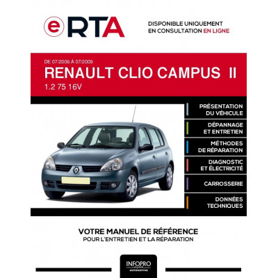 E-RTA Renault Clio campus II HAYON 5 portes de 07/2006 à 07/2009