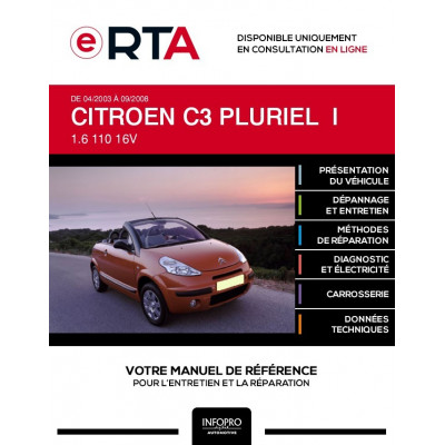 E-RTA Citroen C3 pluriel I CABRIOLET 2 portes de 04/2003 à 09/2008