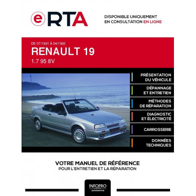 E-RTA Renault 19 CABRIOLET 2 portes de 07/1991 à 04/1992